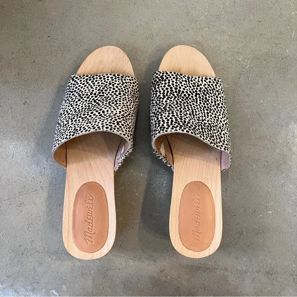 Madewell Evelyn Clog Slide Sandals in Calf Hair - Picture 2 of 6